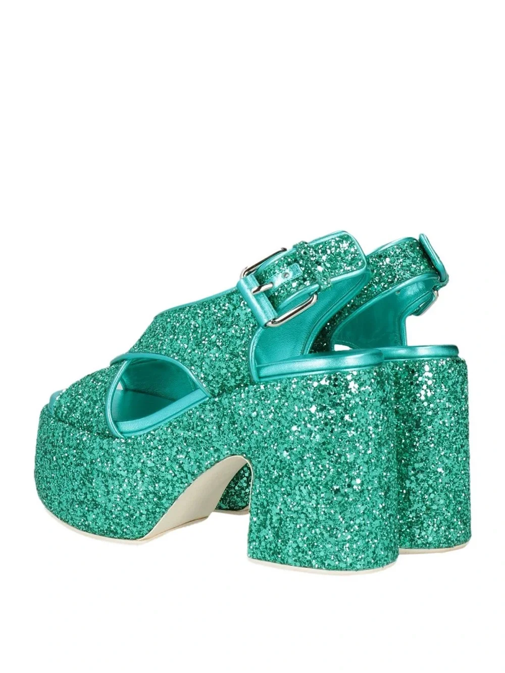 Casadei aqua marine glitter platform sandals